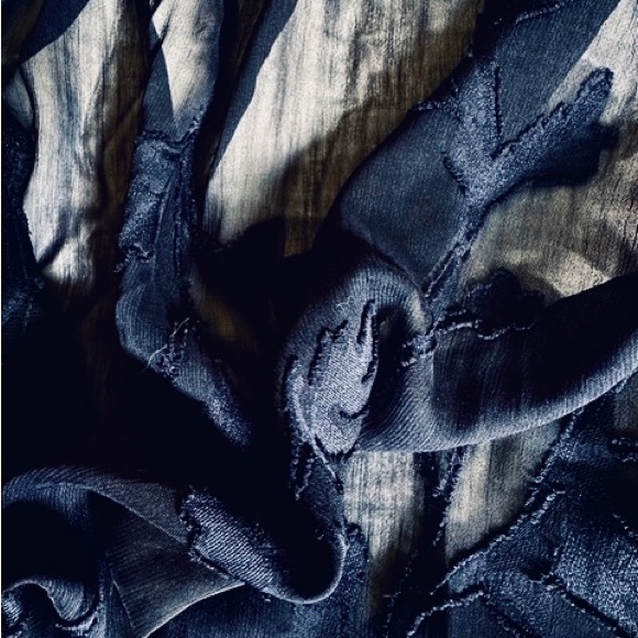 SOIEBLU Gown Elegant Navy Chiffon Surplice V Neck Balloon L/S NWT Sz M L - Picture 7 of 15